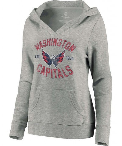 Plus Size Heathered Gray Washington Capitals Heritage Pullover Hoodie Heather Gray $26.65 Sweatshirts