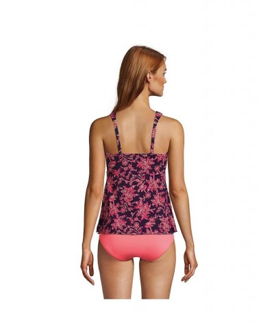 Women's Long Flutter Scoop Neck Tankini Top Comfort Adjustable Straps Blackberry/Strawberry Jacobean $47.40 Swimsuits