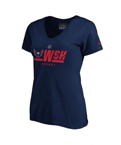 Women's Branded Navy Washington Capitals Authentic Pro Secondary Logo V-Neck T-shirt Navy $18.14 Tops