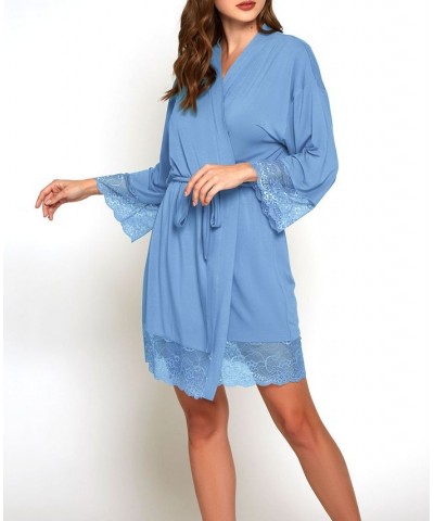 Women's Olivia Soft Viscose Lingerie Wrap Robe Blue $42.80 Lingerie
