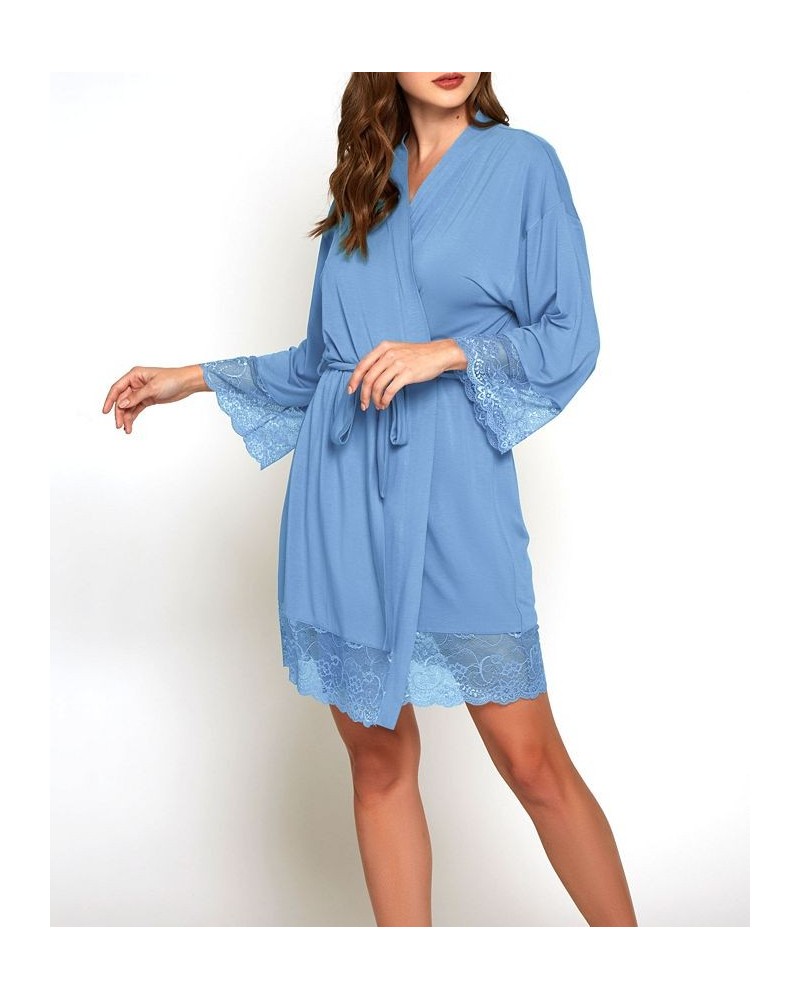Women's Olivia Soft Viscose Lingerie Wrap Robe Blue $42.80 Lingerie