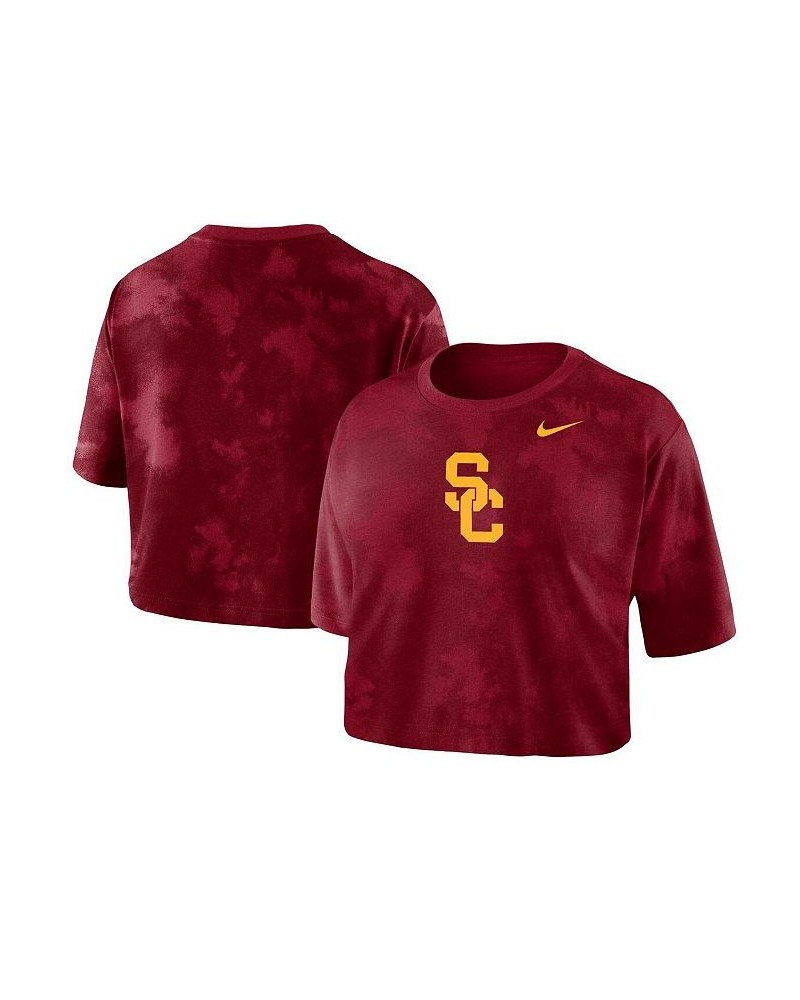 Women's Crimson USC Trojans Tie-Dye Cropped T-shirt Crimson $22.94 Tops