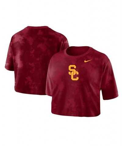 Women's Crimson USC Trojans Tie-Dye Cropped T-shirt Crimson $22.94 Tops