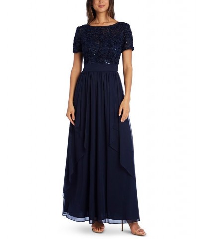 Sequin & Ruffle Gown Navy Blue $60.63 Dresses