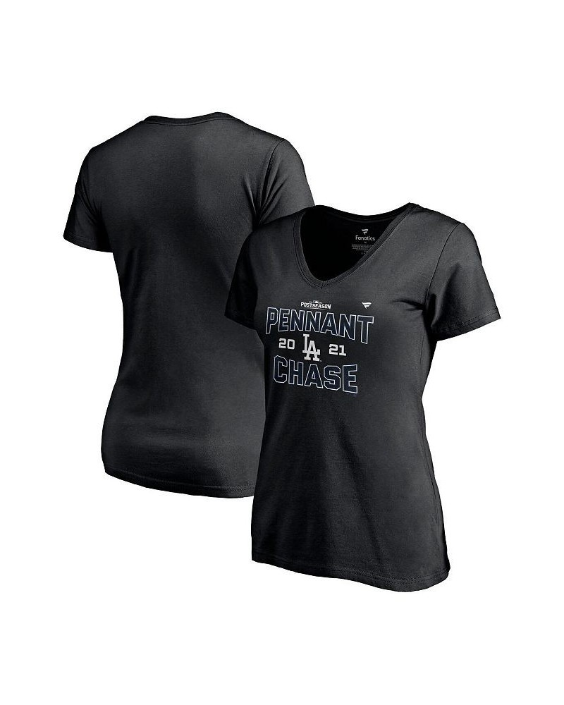 Women's Branded Black Los Angeles Dodgers 2021 Division Series Winner Locker Room Plus Size V-Neck T-shirt Black $15.58 Tops