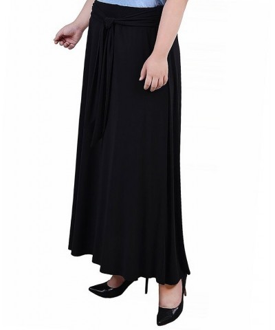 Plus Size Maxi with Sash Waist Tie Skirt Black $15.05 Skirts