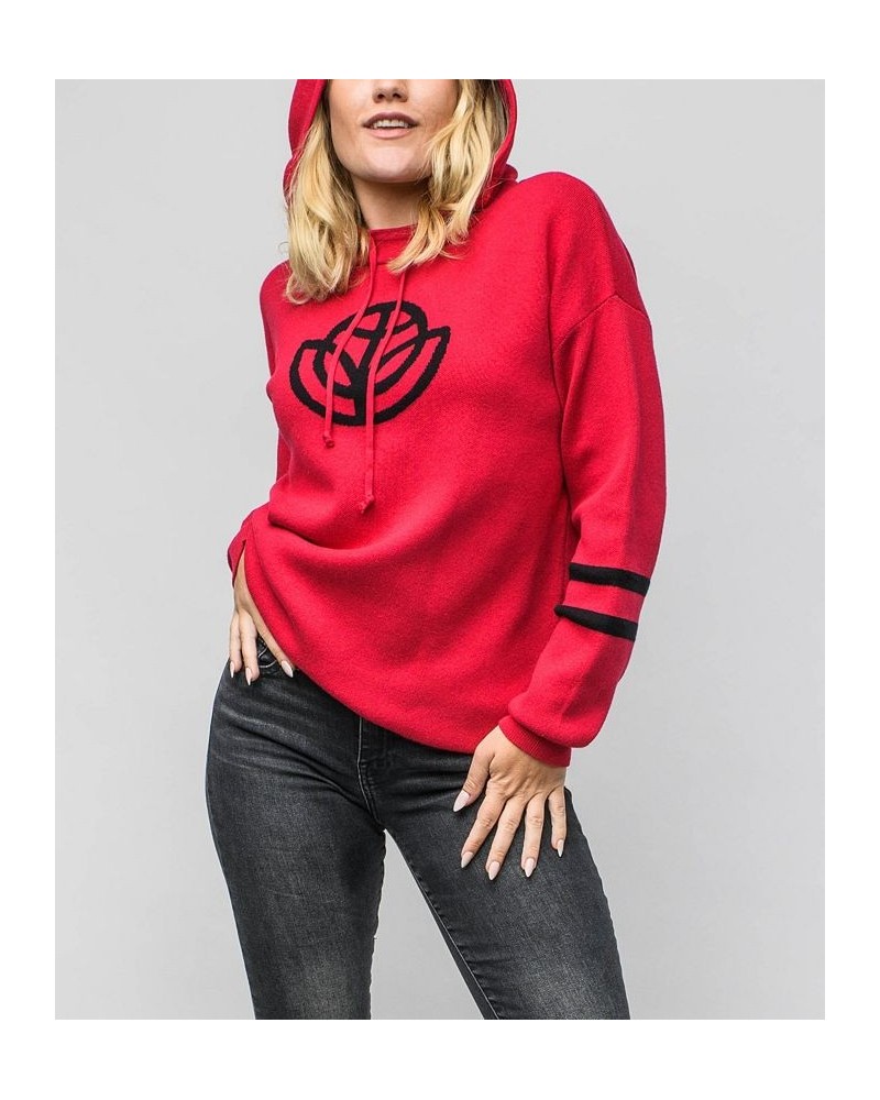 Women's Reneu Earth Hooded Sweater Crimson, Black $37.84 Sweaters