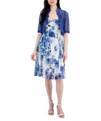 Women's Floral-Print Two-Piece Jacket Dress Denim $49.50 Dresses