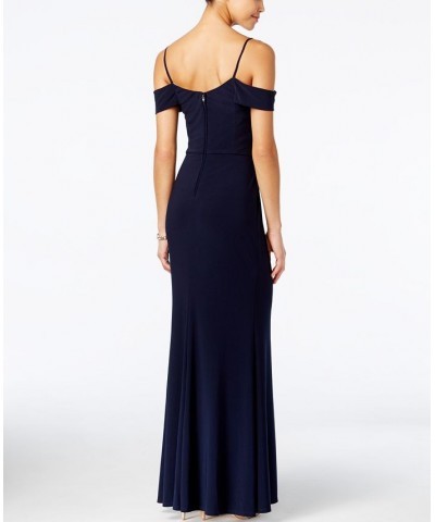 Juniors' Off-The-Shoulder Gown Blue $43.56 Dresses