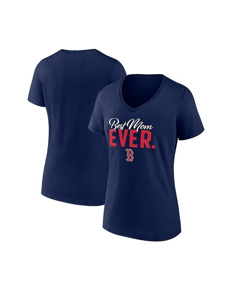 Women's Branded Navy Boston Red Sox Mother's Day V-Neck T-shirt Navy $20.39 Tops