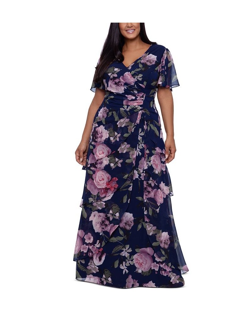 Plus Size Floral Gown Navy/multi $95.68 Dresses