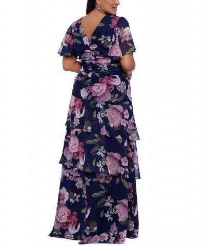 Plus Size Floral Gown Navy/multi $95.68 Dresses