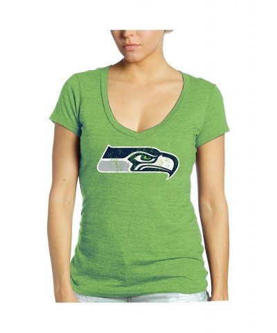 Women's 12s Neon Green Seattle Seahawks Tri-Blend Name and Number T-shirt Neon Green $28.49 Tops