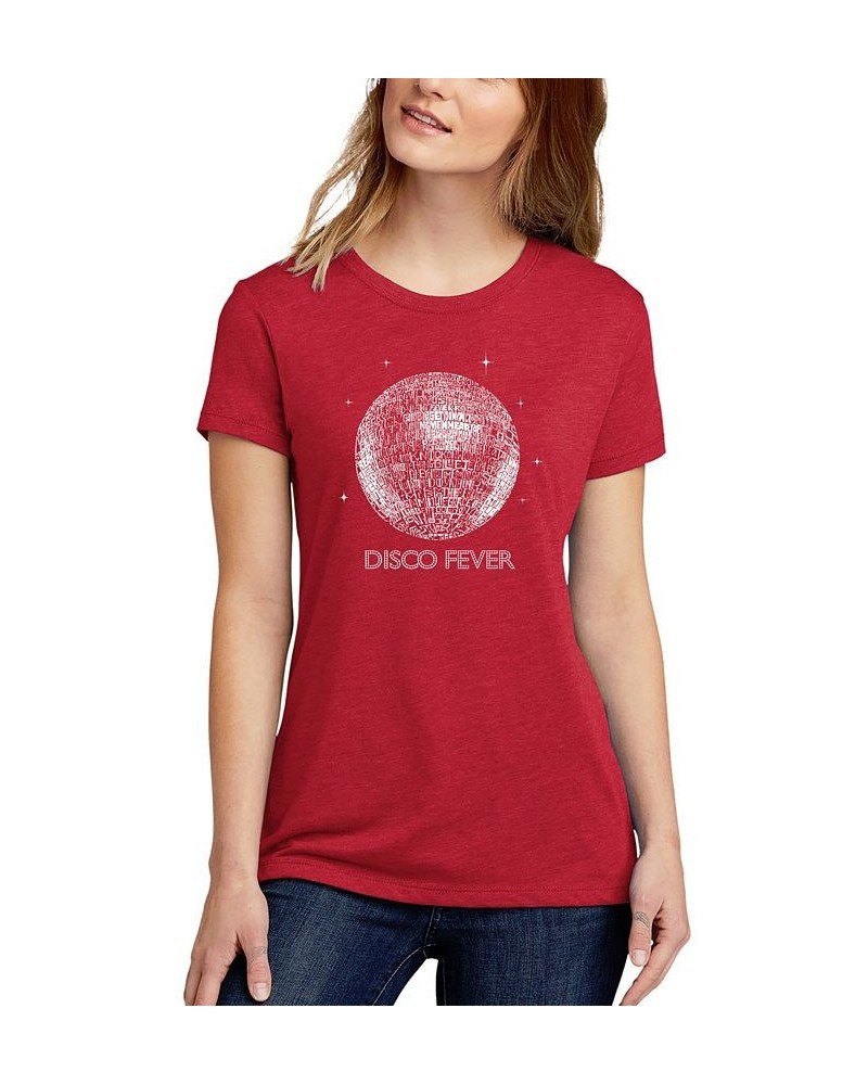 Women's Word Art Disco Ball T-Shirt Red $17.39 Tops