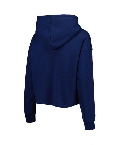 Women's Navy Denver Broncos Crystal Logo Cropped Pullover Hoodie Navy $38.70 Sweatshirts