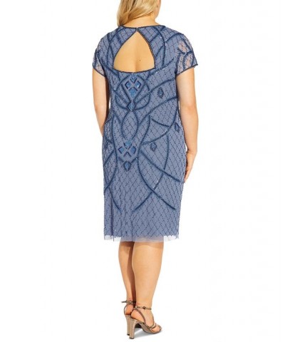 Plus Size Beaded Back-Cutout Dress French Blue $95.37 Dresses