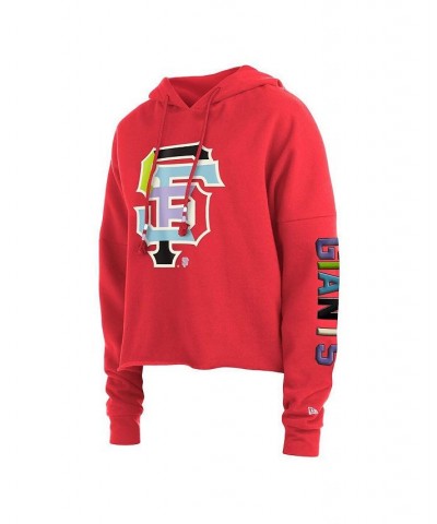 Women's Red San Francisco Giants Fashion High Hip Pullover Hoodie Red $38.40 Sweatshirts