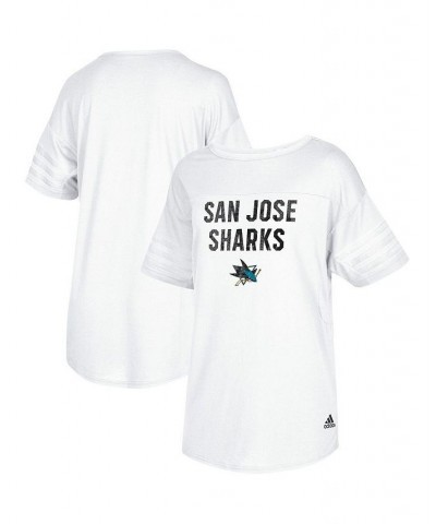Women's White San Jose Sharks Big City Block Droptail Tunic T-shirt White $19.68 Tops
