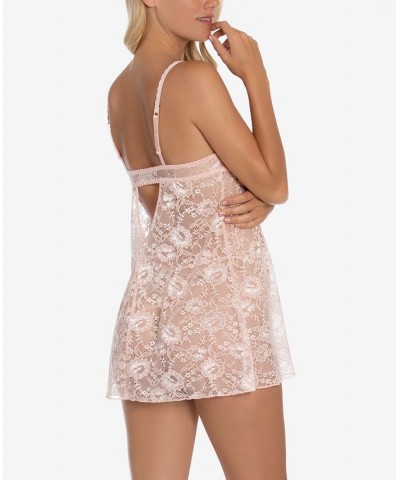 Max Paisley Allover Lace Babydoll & Thong 2pc Lingerie Set Tan/Beige $23.94 Sleepwear