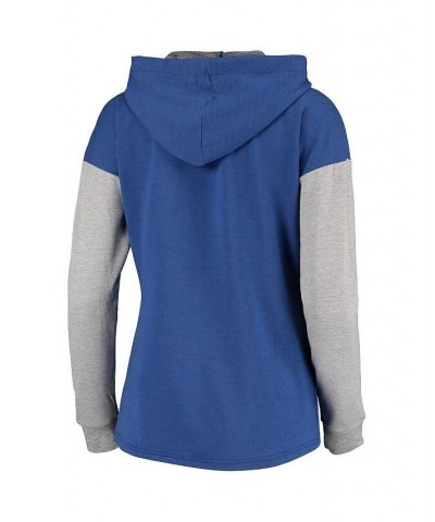 Women's Blue and Heathered Gray Toronto Maple Leafs Amaze Lace-Up Hoodie Long Sleeve T-shirt Blue, Heathered Gray $34.67 Tops