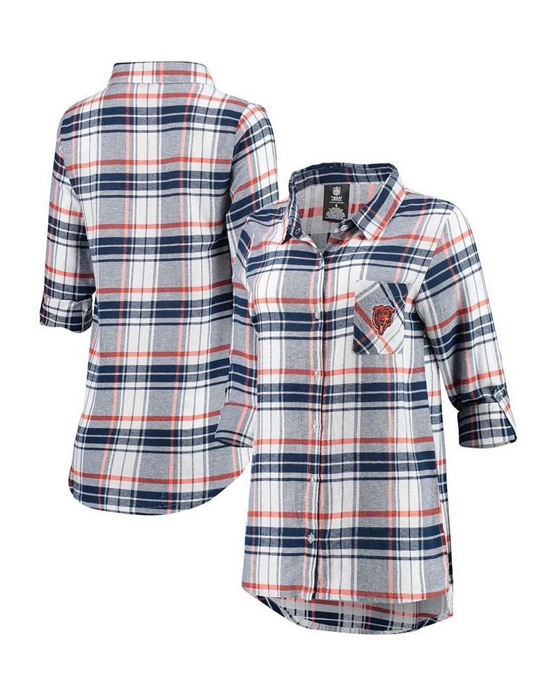 Women's Navy Orange Chicago Bears Accolade Flannel Long Sleeve Button-Up Nightshirt Navy, Orange $33.14 Pajama