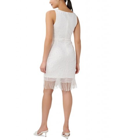 Women's Scoop-Neck Fringe-Trim Sheath Dress Ivory $74.50 Dresses